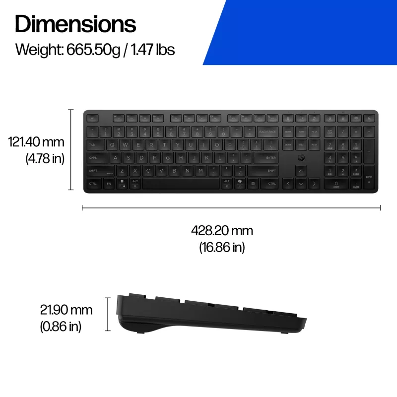 HP 495K tastiera Multi-Device Dual-Mode, Full-Size (100%), wireless, USB + Bluetooth, nero
