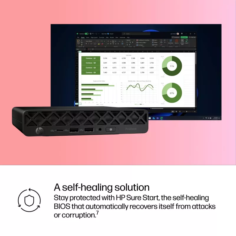 Mini PC HP ProDesk 4 G1i AI — Intel Core Ultra 5 235T, 16 GB DDR5, 512 GB SSD, Windows 11 Pro, nero