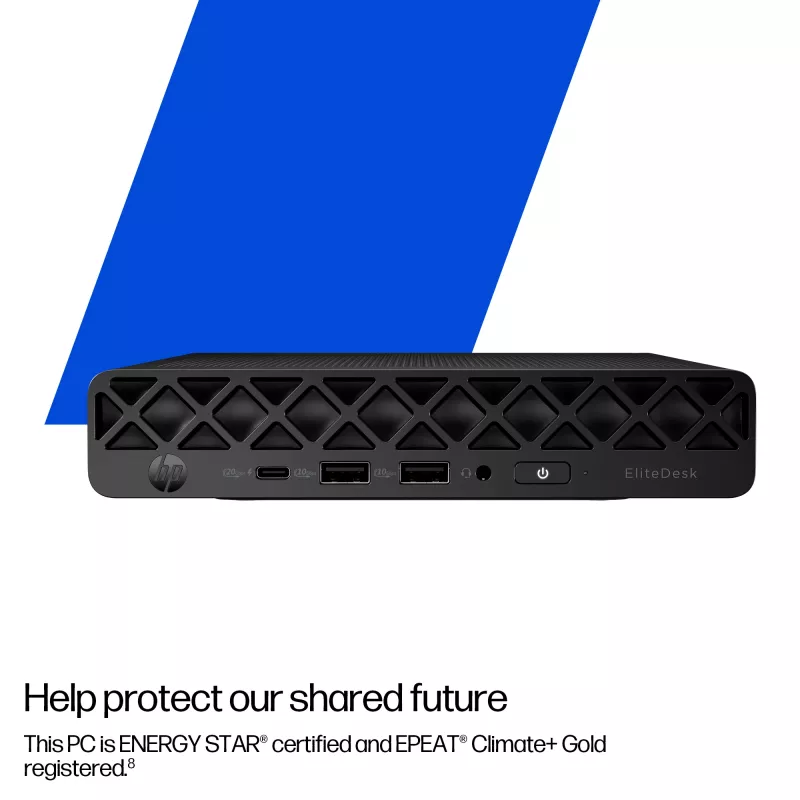 Mini PC HP EliteDesk 8 Mini G1i AI — Intel Core Ultra 7 265T, 16 GB DDR5, 1 TB SSD, Windows 11 Pro, nero
