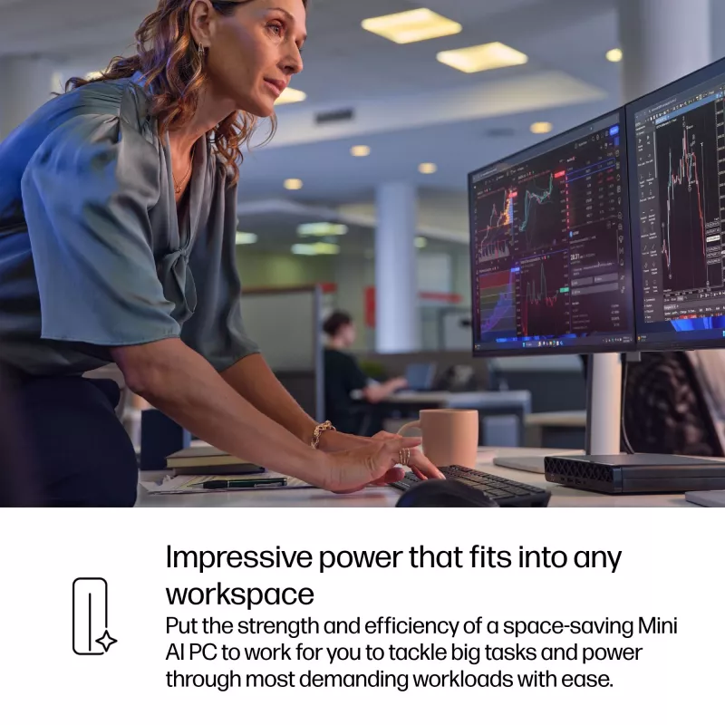 Mini PC HP EliteDesk 8 Mini G1i AI — Intel Core Ultra 7 265T, 16 GB DDR5, 1 TB SSD, Windows 11 Pro, nero
