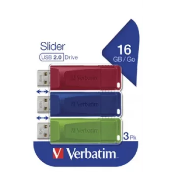 Verbatim Slider - chiavetta USB - 3x16 GB - blu/rosso/verde