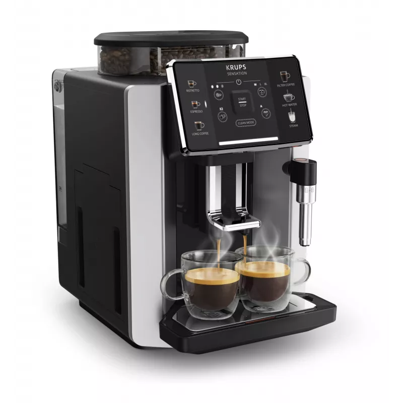 Macchina per espresso KRUPS Sensation EA910E — automatica, serbatoio acqua 1,7 l, macinacaffè integrato, 2 erogatori, 1450 W