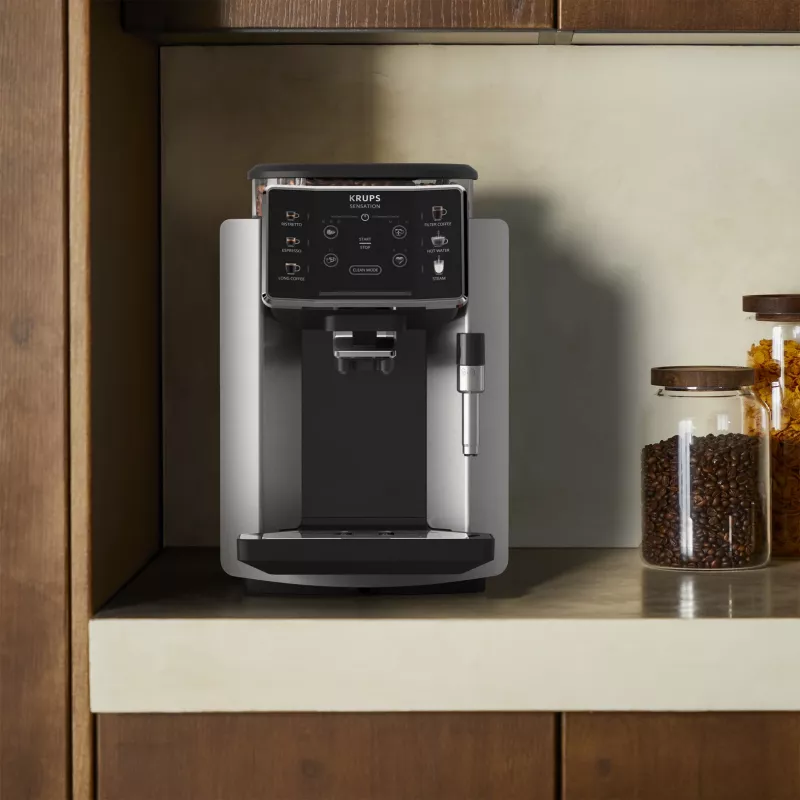 Macchina per espresso KRUPS Sensation EA910E — automatica, serbatoio acqua 1,7 l, macinacaffè integrato, 2 erogatori, 1450 W