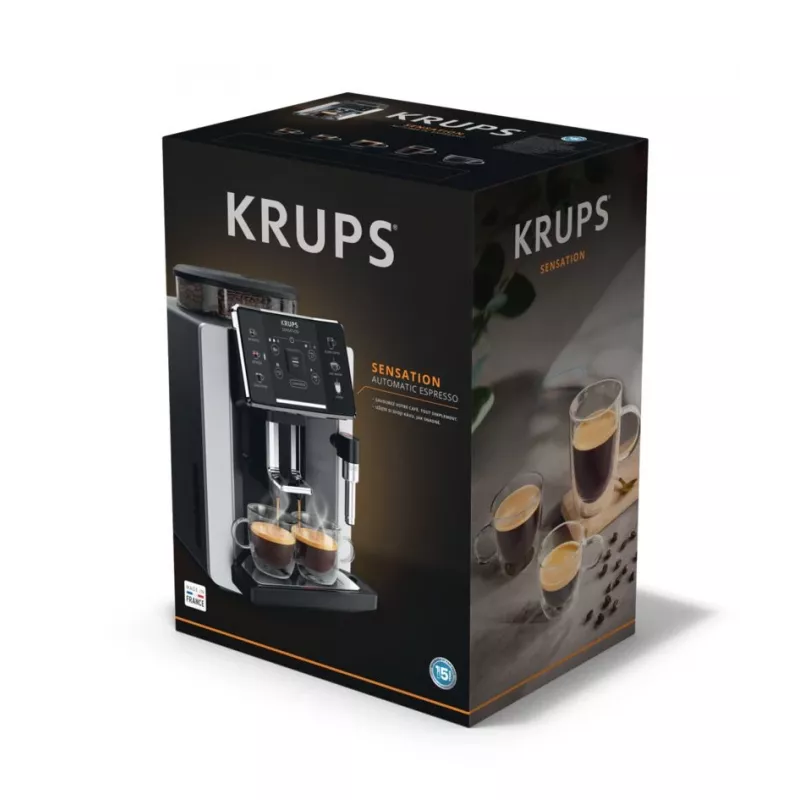 Macchina per espresso KRUPS Sensation EA910E — automatica, serbatoio acqua 1,7 l, macinacaffè integrato, 2 erogatori, 1450 W