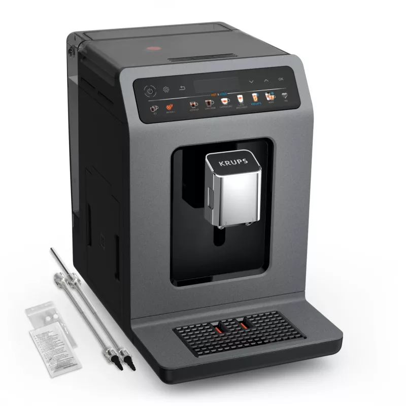 Macchina per espresso Krups Evidence Hot & Cold EA898GF0 – automatica, serbatoio acqua 2,5 L, macinacaffè integrato, 2 erogatori