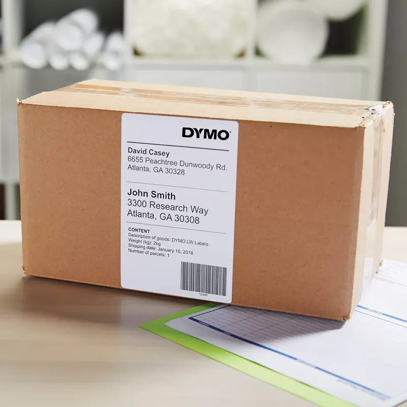 DYMO 2238107 etichette di spedizione UPS, 102 x 210 mm, 6 rotoli x 140 etichette, nero su bianco