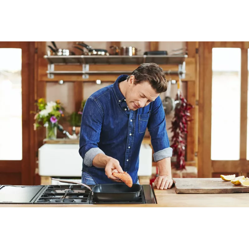 Tefal Jamie Oliver E24541 teglia quadrata da 2,5 L nera — Ø fondo 17,5 cm, dimensione 290×458 mm