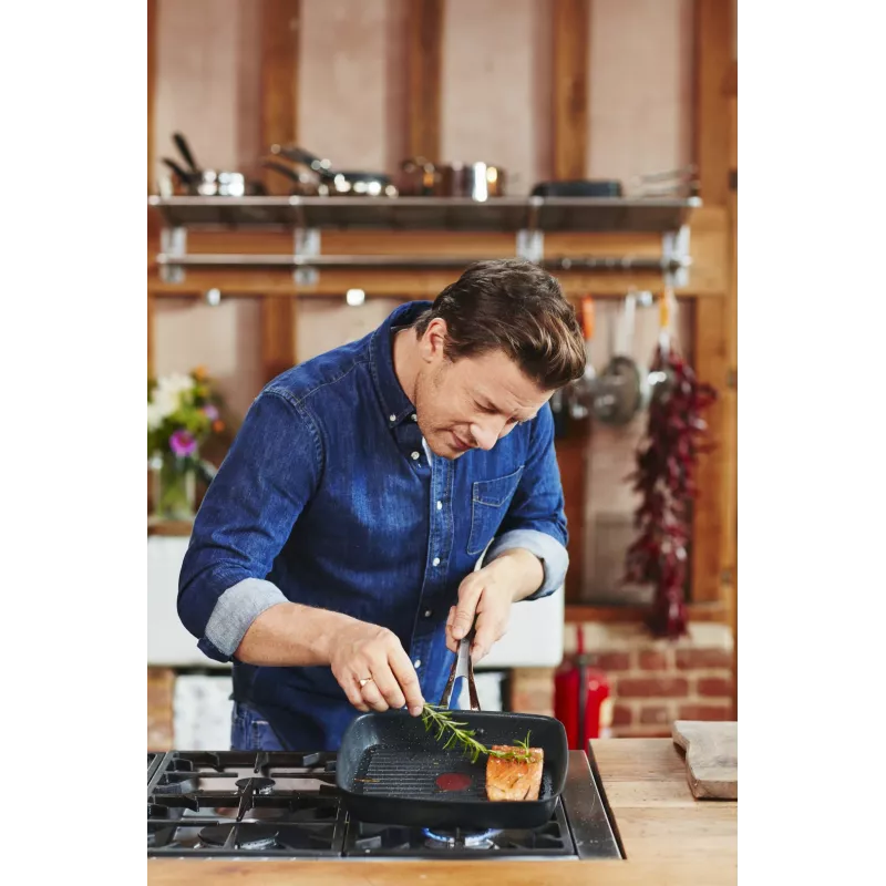 Tefal Jamie Oliver E24541 teglia quadrata da 2,5 L nera — Ø fondo 17,5 cm, dimensione 290×458 mm