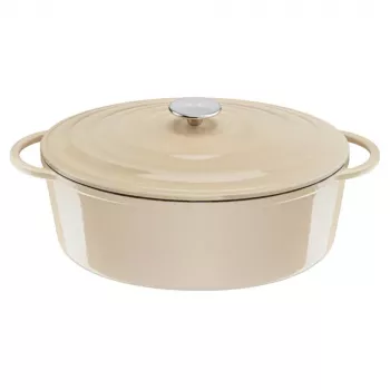 Tefal E25906 pentola ovale in ghisa beige, diametro 34 cm, forma ovale