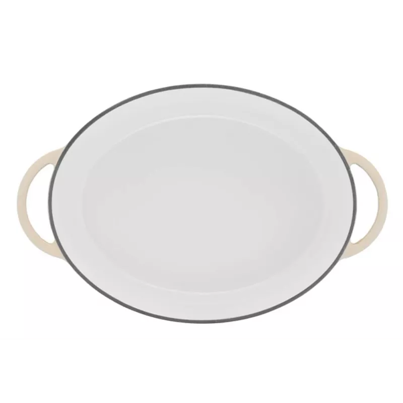 Tefal E25906 pentola ovale in ghisa beige, diametro 34 cm, forma ovale