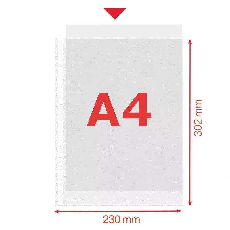 Esselte buste trasparenti A4 – Economy –, 210 x 297 mm (A4), trasparente, polipropilene (PP), verticale, apertura superiore, 230 mm