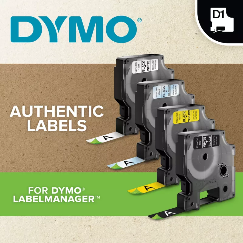 DYMO Authentic D1 Durable Labels | stampa nera su nastro rosso | 12 mm x 3 m | nastro per etichettatura per etichettatrici LabelManager
