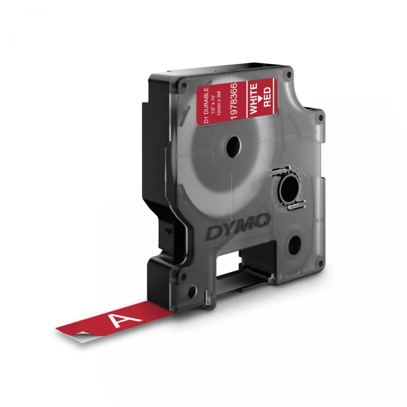 DYMO Authentic D1 Durable Labels | stampa nera su nastro rosso | 12 mm x 3 m | nastro per etichettatura per etichettatrici LabelManager