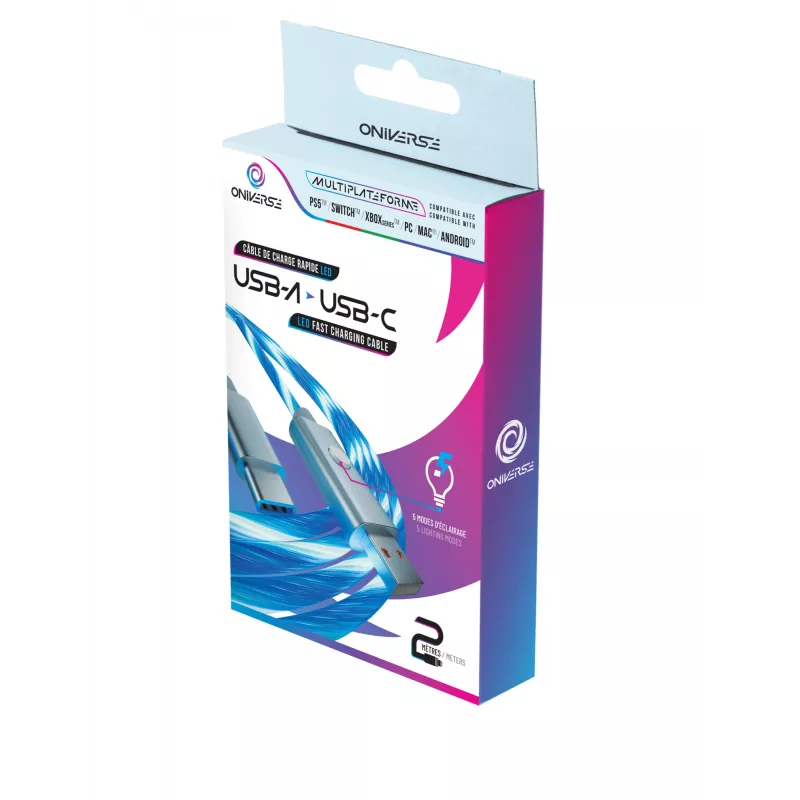 Oniverse cavo Quick Charge USB-A a USB-C con LED - 2 metri - bianco (multipiattaforma)