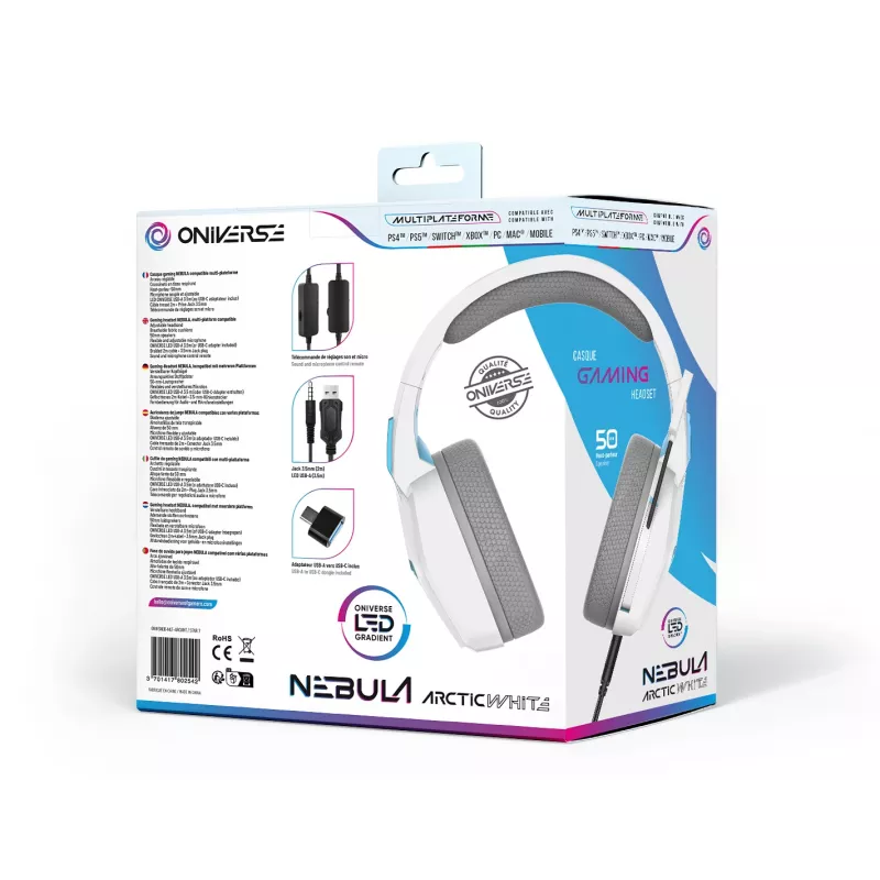Oniverse cuffie gaming Nebula - Arctic White (multipiattaforma)