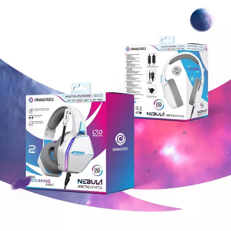 Oniverse cuffie gaming Nebula - Arctic White (multipiattaforma)
