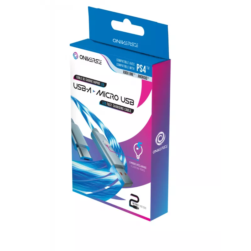 Oniverse cavo di ricarica Micro-USB con LED – 2 metri – bianco (multipiattaforma)