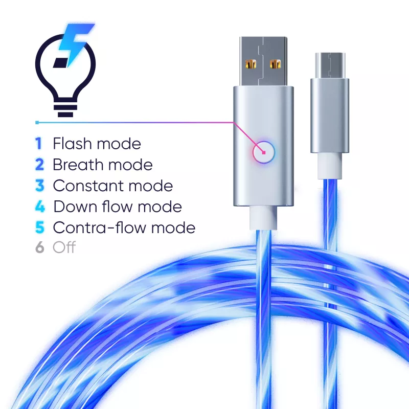 Oniverse cavo di ricarica Micro-USB con LED – 2 metri – bianco (multipiattaforma)