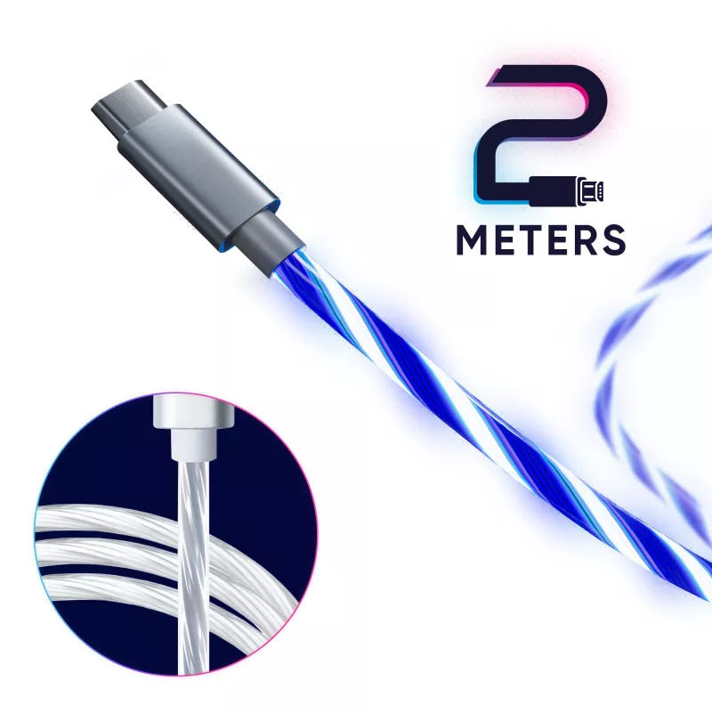 Oniverse cavo di ricarica Micro-USB con LED – 2 metri – bianco (multipiattaforma)