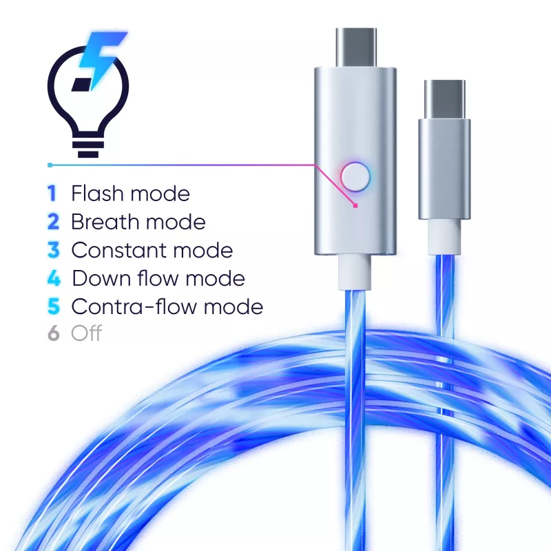 Oniverse cavo a ricarica rapida USB-C a USB-C – 2 metri – LED (multipiattaforma)