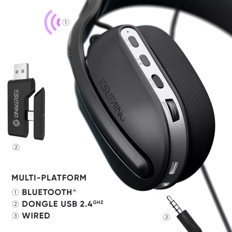 Oniverse cuffie gaming wireless Polaris - Eclipse nero (multipiattaforma)