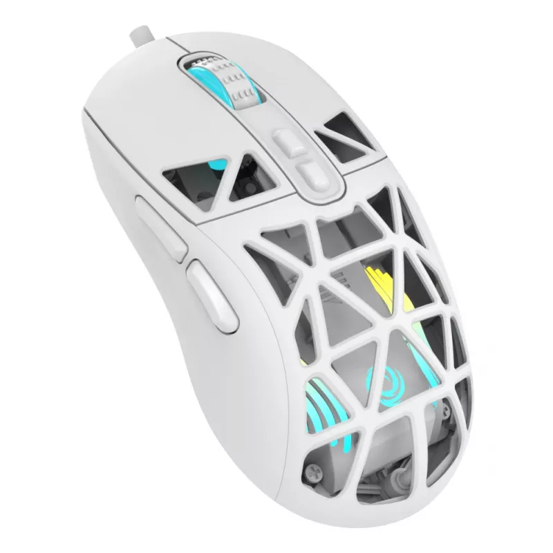 Oniverse - mouse gaming con filo Kryo - Luxion White (PC), ambidestro, ottico, USB Type-A, 13800 DPI, bianco