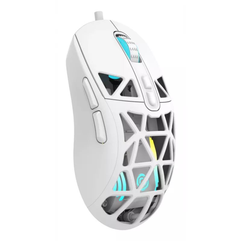 Oniverse - mouse gaming con filo Kryo - Luxion White (PC), ambidestro, ottico, USB Type-A, 13800 DPI, bianco