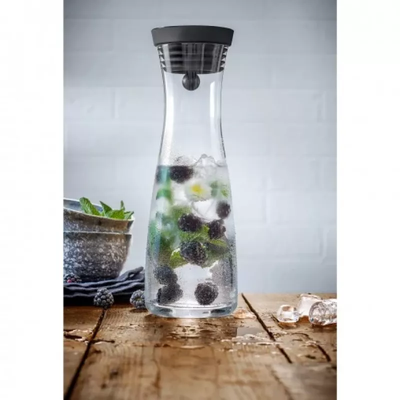 WMF Basic caraffa per acqua 1,0 nero, caraffa, 1 L, nero, trasparente, vetro, rotonda, Köhler & Wilms