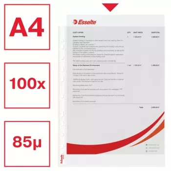 Esselte Cartellina A4 75my trasparente 100 pz