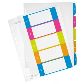 Leitz segnapagine stampabili PP A4+ 1-5 WOW, indice numerico, polipropilene (PP), A4 Maxi, 245 mm, 305 mm