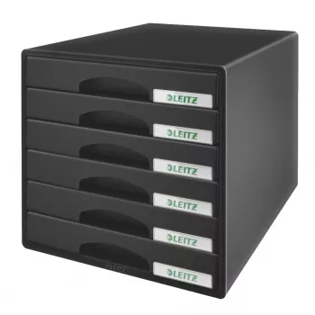 Cassettiera Leitz Plus 6 cassetti, 6 cassetti, plastica, nero, 287 x 363 x 270 mm