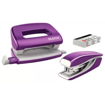 Set pinzatrice e perforatore Leitz Mini WOW, 10 fogli, metallizzato, viola, metallo, plastica, 80 g/m², 3,5 cm, posteriore