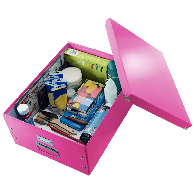 Scatola portadocumenti grande Leitz Click & Store WOW, rosa, cartone, nichel, 369 mm, 482 mm, 200 mm
