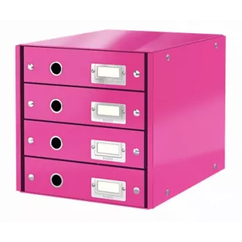Cassettiera Leitz Click & Store WOW (4 cassetti), rosa, cartone, 2,49 kg