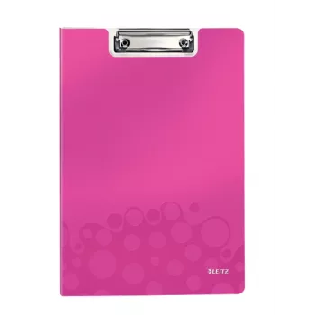 Leitz WOW cartella con clip e copertina, A4, polyfoam, rosa, 75 fogli, 1 tasca, 230 mm