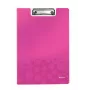 Leitz WOW cartella con clip e copertina, A4, polyfoam, rosa, 75 fogli, 1 tasca, 230 mm
