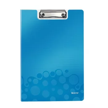 Leitz WOW cartella con clip e copertina, A4, polyfoam, blu, 75 fogli, 1 tasca, 230 mm