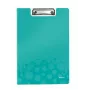Leitz WOW cartella con clip e copertina, A4, polyfoam, blu, 75 fogli, 1 tasca, 230 mm