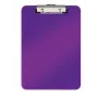 Leitz WOW cartella con clip senza copertina anteriore, A4, plastica, viola, 80 fogli, 228 mm, 320 mm