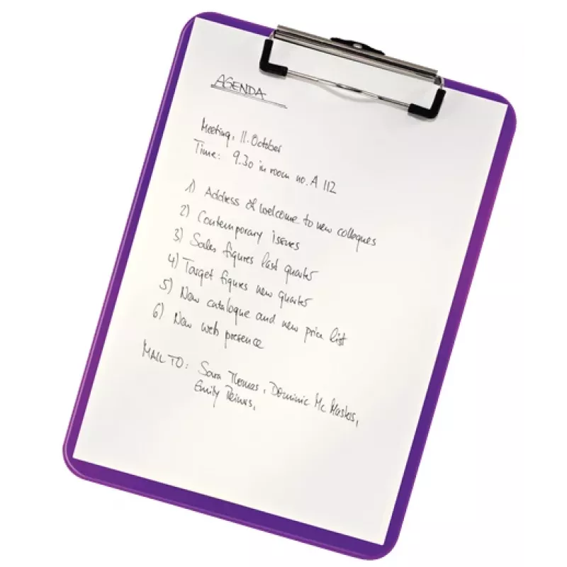 Leitz WOW cartella con clip senza copertina anteriore, A4, plastica, viola, 80 fogli, 228 mm, 320 mm