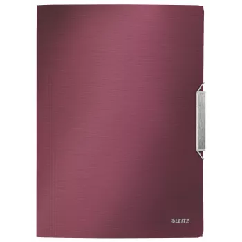 Leitz Style cartella a 3 lembi PP A4, A4, polipropilene (PP), rosso, 150 fogli, 80 g/m², elastico