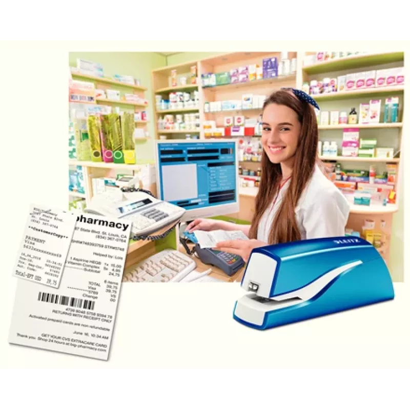 Leitz NeXXt cucitrice a batteria WOW 5566, 10 fogli, 1 cm, plastica, blu, bianco, batteria, 50 mm