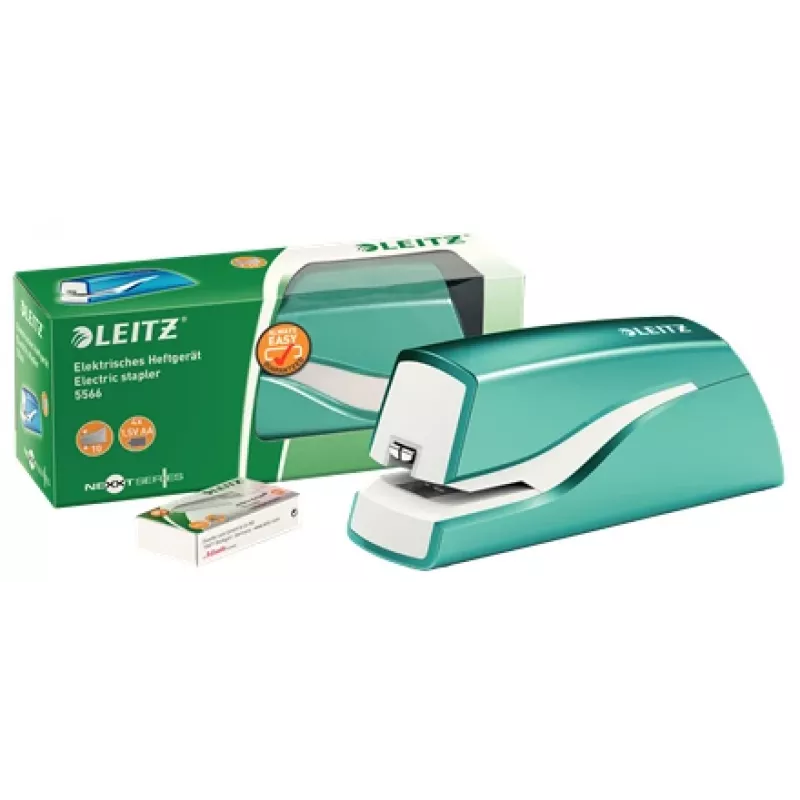 Leitz NeXXt cucitrice a batteria WOW 5566, 10 fogli, 1 cm, plastica, blu, bianco, batteria, 50 mm