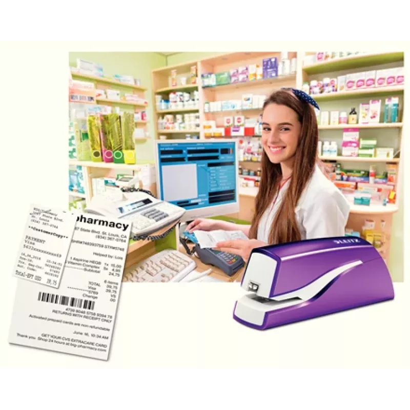 Leitz NeXXt cucitrice a batteria WOW 5566, 10 fogli, 1 cm, plastica, viola, bianco, batteria, 50 mm
