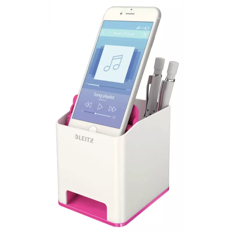 Leitz portapenne Sound WOW, rosa, bianco, polistirene, 90 mm, 101 mm, 100 mm, 140 g