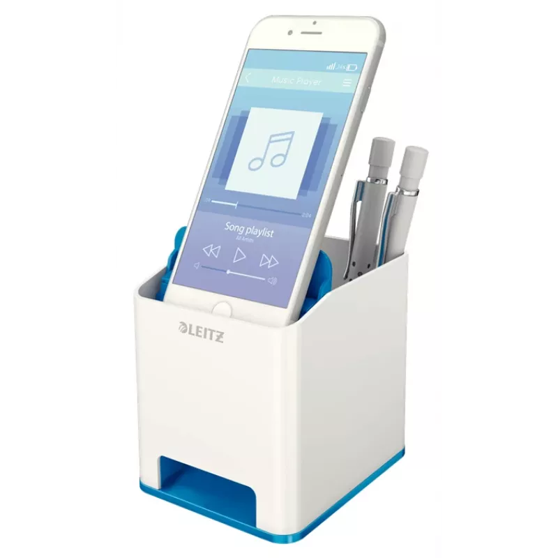 Leitz portapenne Sound WOW, blu, bianco, polistirene, 90 mm, 101 mm, 100 mm, 140 g
