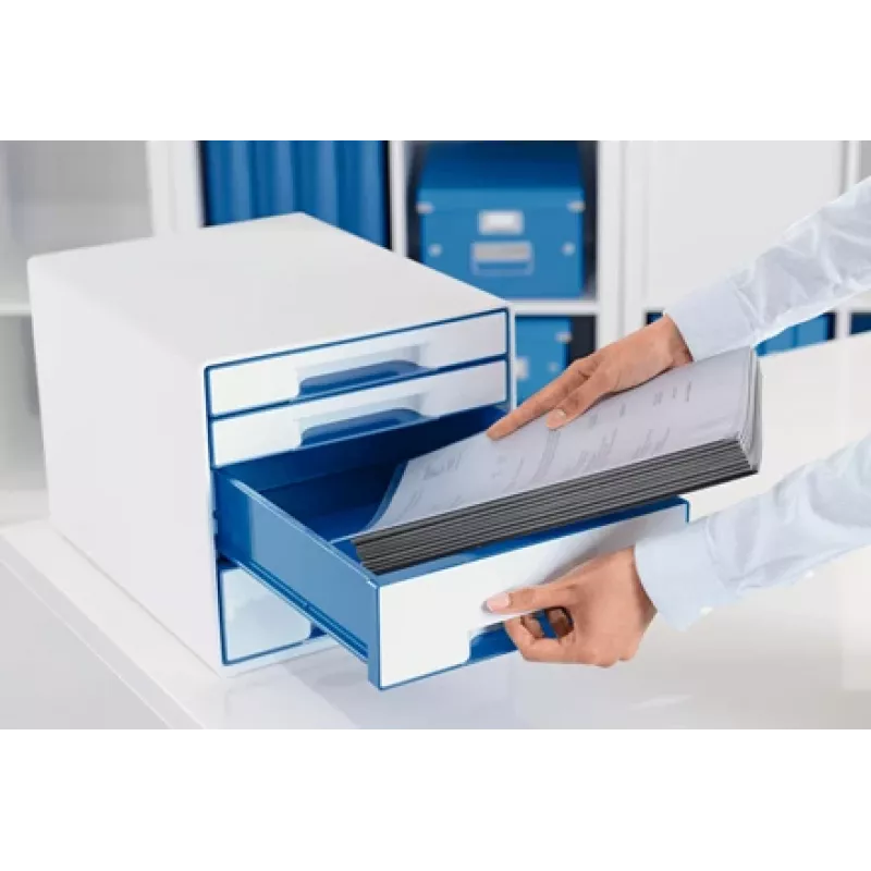 Leitz cassettiera WOW Cube 4 cassetti, 4 cassetti, plastica, blu, bianco, 1 pz., 287 mm, 270 mm