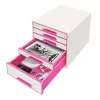 Leitz cassettiera WOW Cube 5 cassetti, 5 cassetti, plastica, rosa, bianco, 1 pz., 270 mm, 287 mm