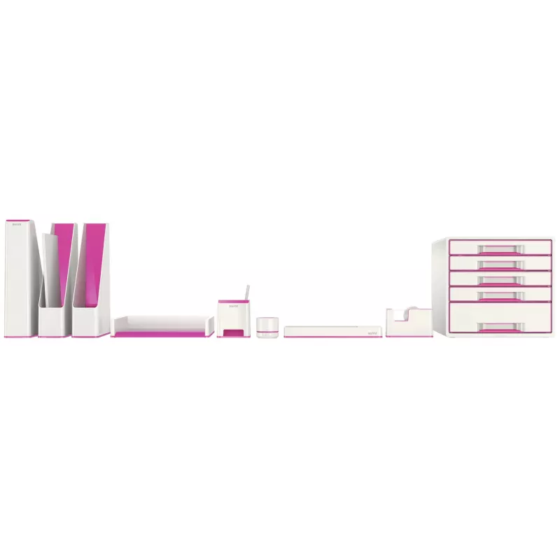 Leitz cassettiera WOW Cube 5 cassetti, 5 cassetti, plastica, rosa, bianco, 1 pz., 270 mm, 287 mm