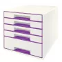 Leitz Drawer Cabinet WOW Cube 5 cassetti, 5 cassetti, plastica, viola, bianco, 1 pz., 287 mm, 270 mm